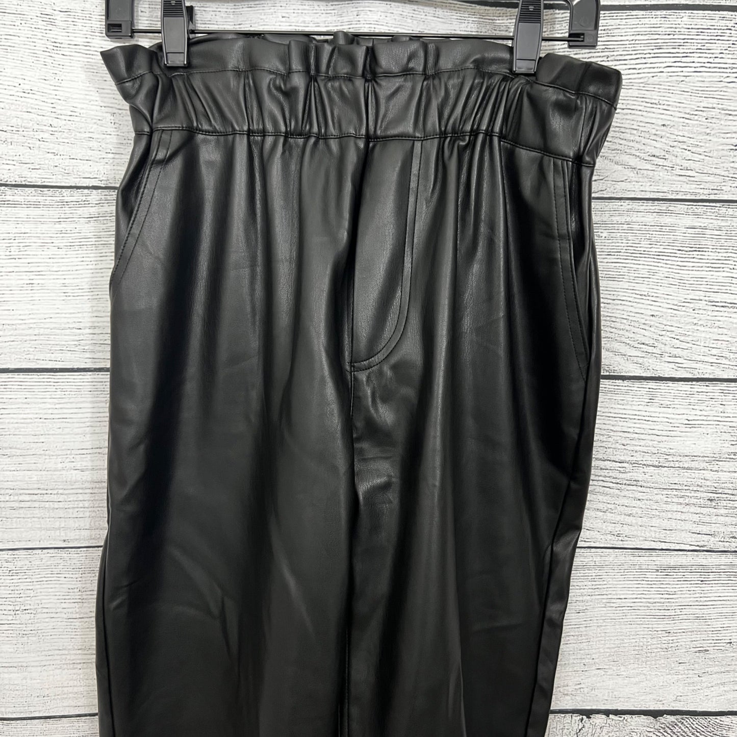Vintage Havana High-Waisted Black Faux Leather Joggers Size L