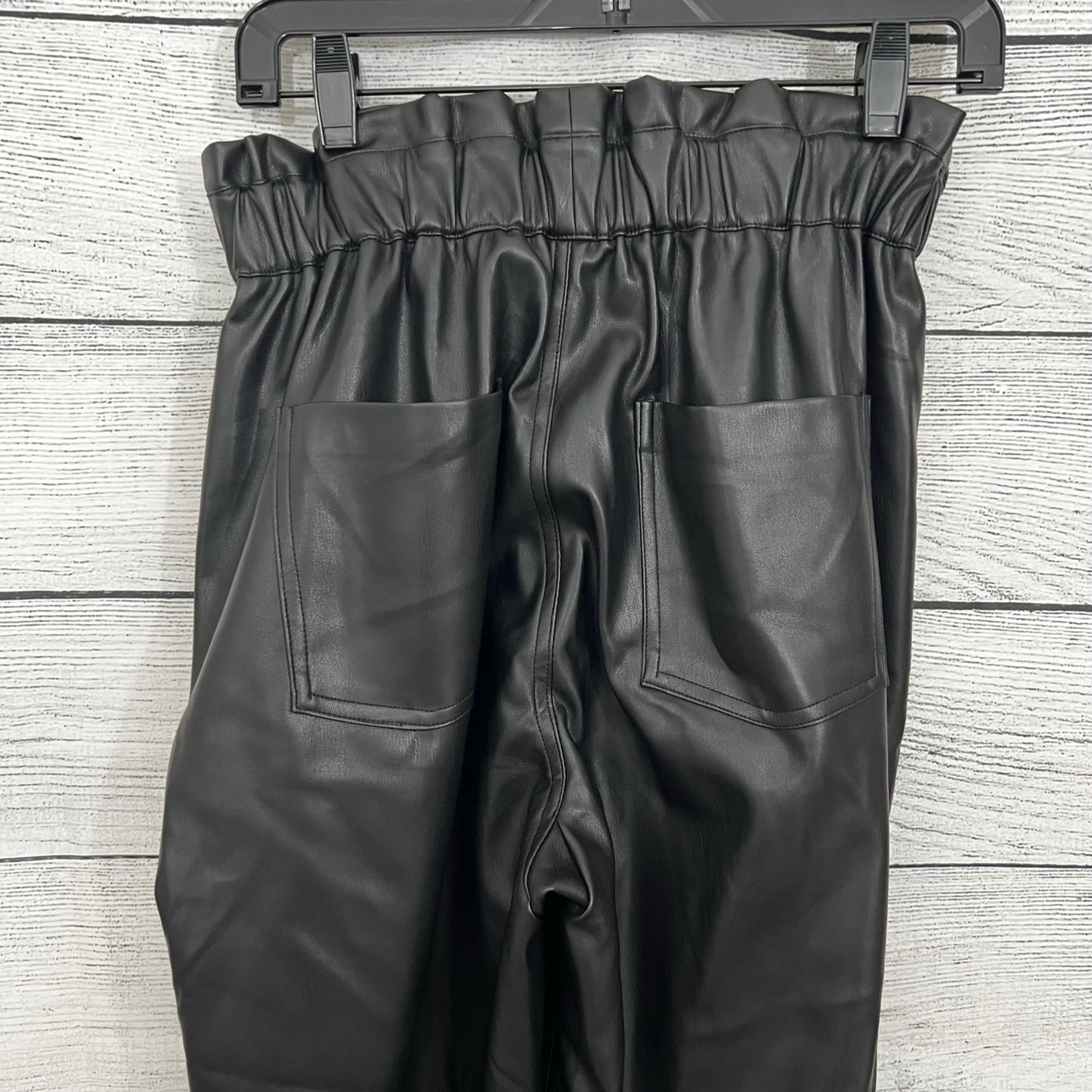 Vintage Havana High-Waisted Black Faux Leather Joggers Size L