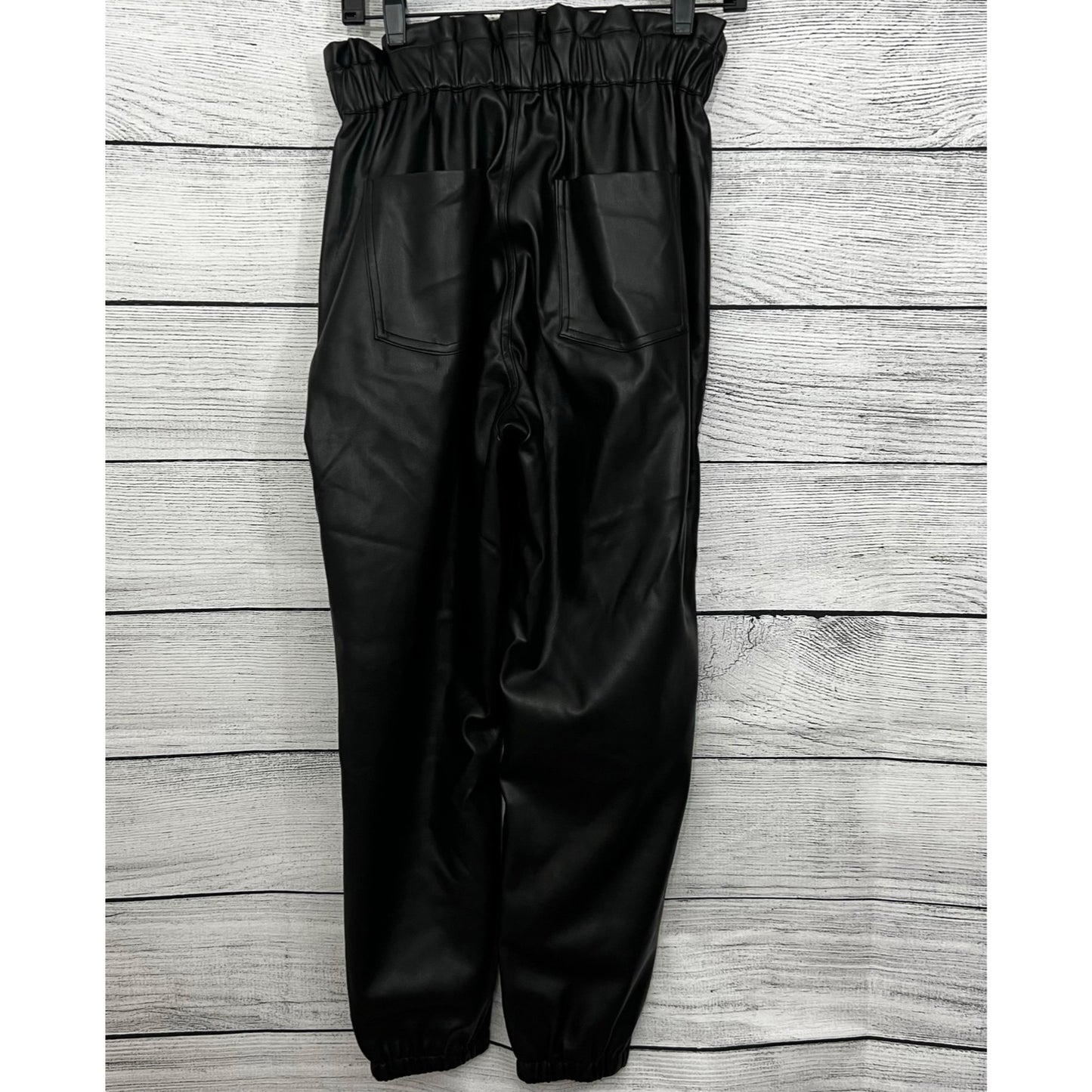 Vintage Havana High-Waisted Black Faux Leather Joggers Size L