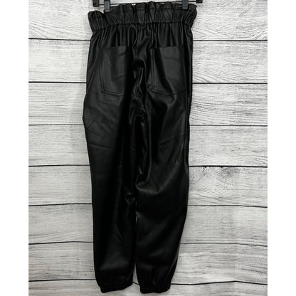 Vintage Havana High-Waisted Black Faux Leather Joggers Size L