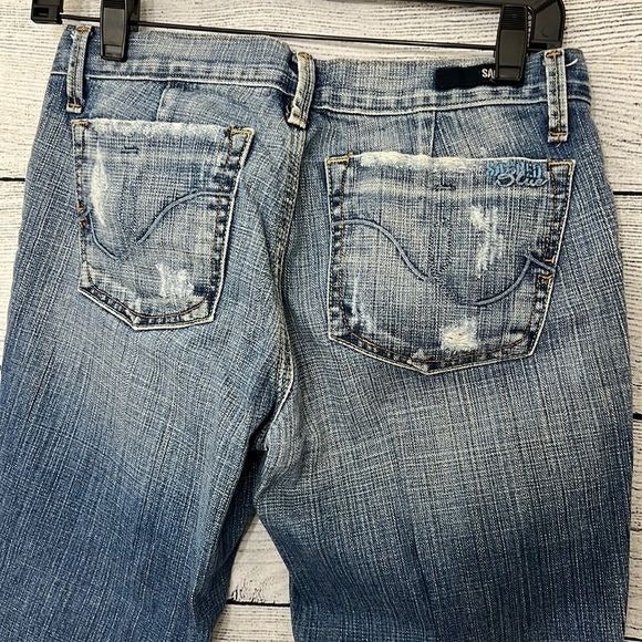 Sacred Blue Distressed Bootcut Jeans Size 28