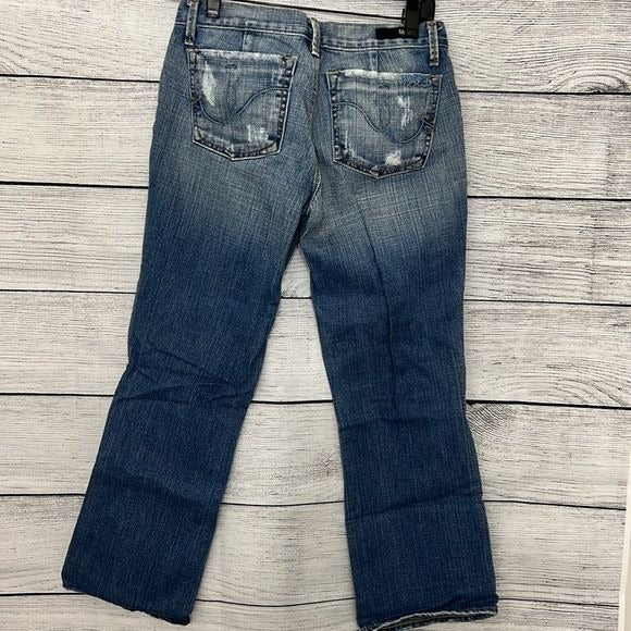 Sacred Blue Distressed Bootcut Jeans Size 28