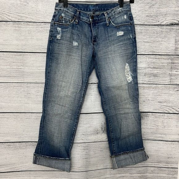 Sacred Blue Distressed Bootcut Jeans Size 28