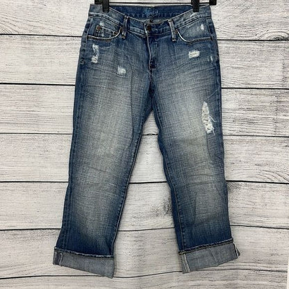 Sacred Blue Distressed Bootcut Jeans Size 28