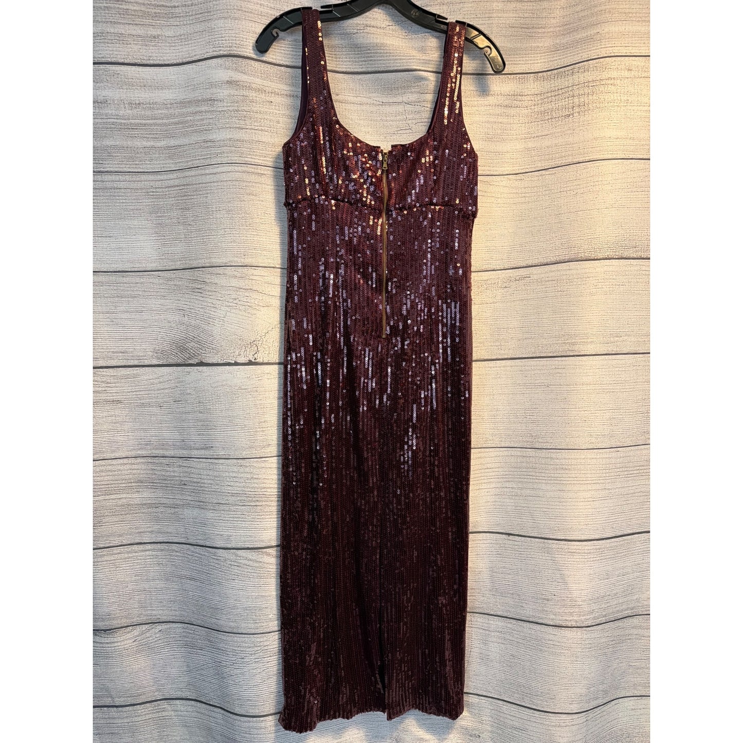 NWT Pilcro Anthropologie Sequin Burgundy Midi Dress With Front Slit Size S