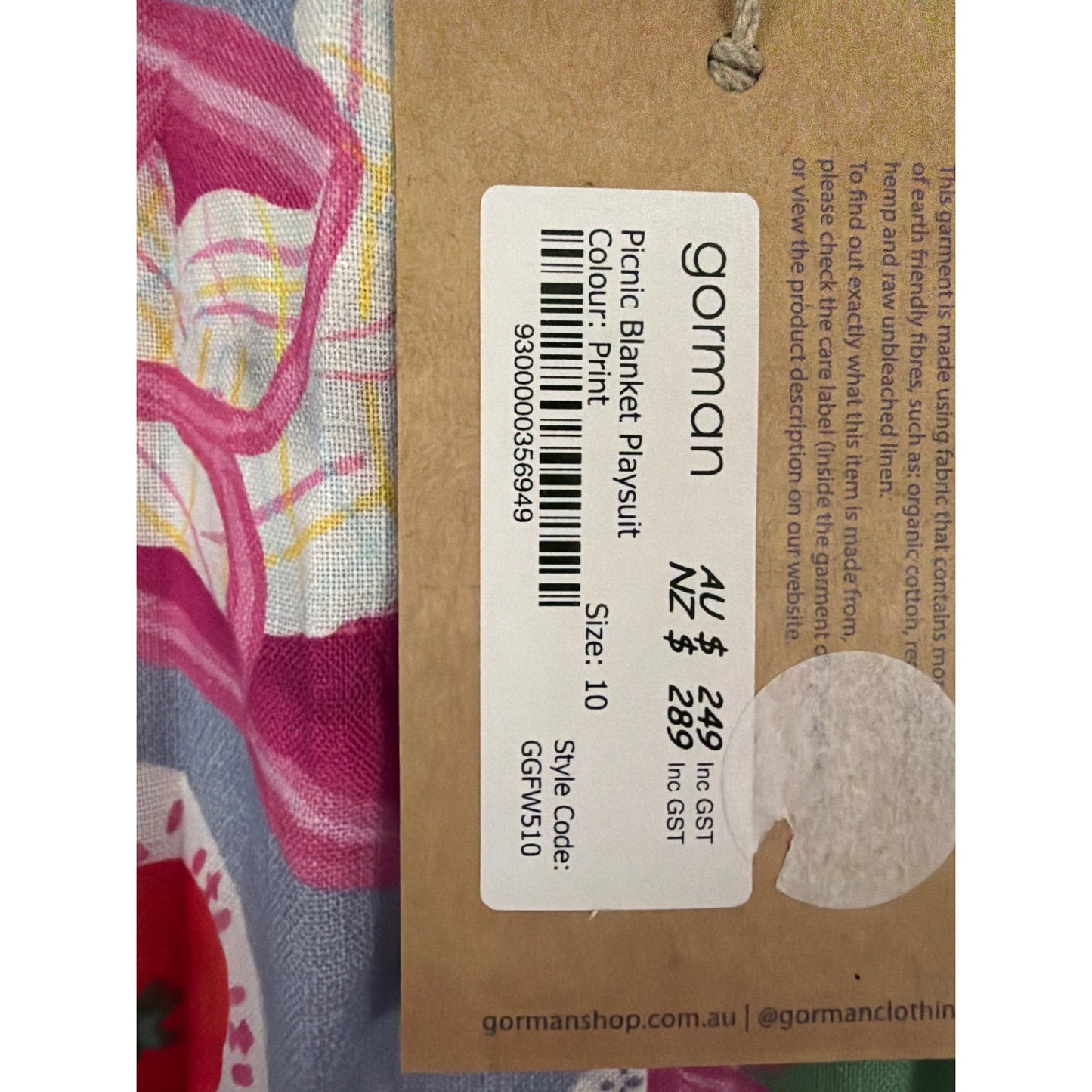 NWT Gorman Picnic Basket Playsuit Romper Size US 6/AU 10