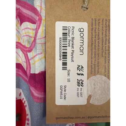NWT Gorman Picnic Basket Playsuit Romper Size US 6/AU 10