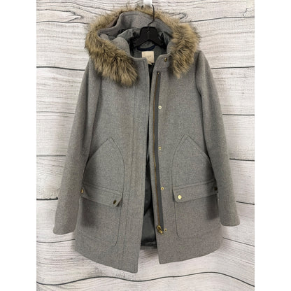 J.Crew Gray Vail Parka Faux Fur Trim Size 2