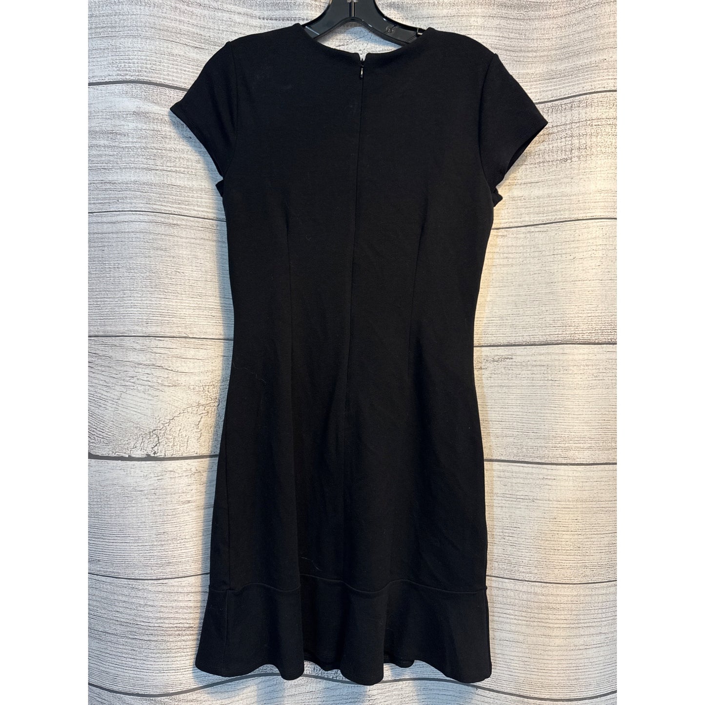 NWT Loft Black Short-Sleeve Ruched Dress With Back Zip Closure Size 4