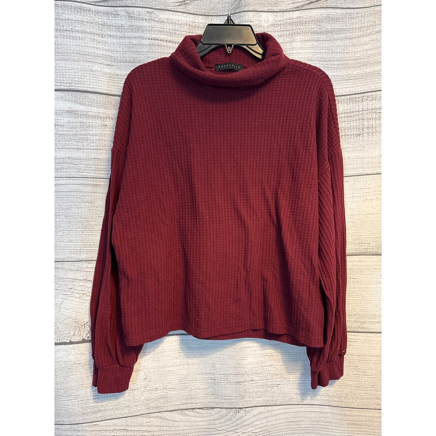 Sanctuary Burgundy Waffle Knit Turtleneck Sweater Pullover