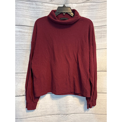 Sanctuary Burgundy Waffle Knit Turtleneck Sweater Pullover