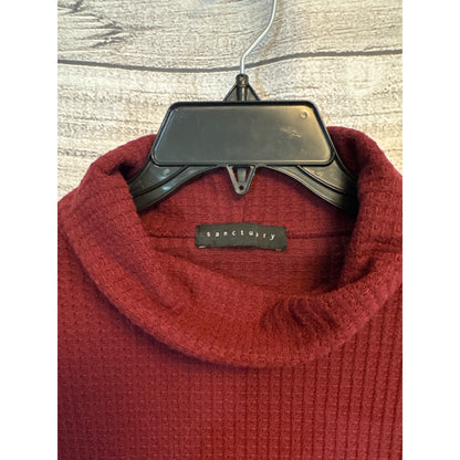 Sanctuary Burgundy Waffle Knit Turtleneck Sweater Pullover