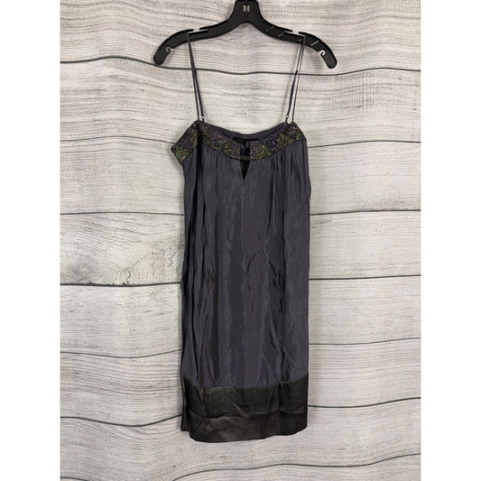 BCBGMAXAZRIA Beaded Purple Silk Slip Dress Size M