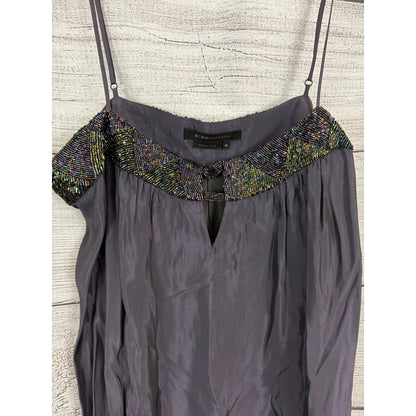 BCBGMAXAZRIA Beaded Purple Silk Slip Dress Size M