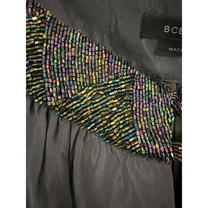 BCBGMAXAZRIA Beaded Purple Silk Slip Dress Size M