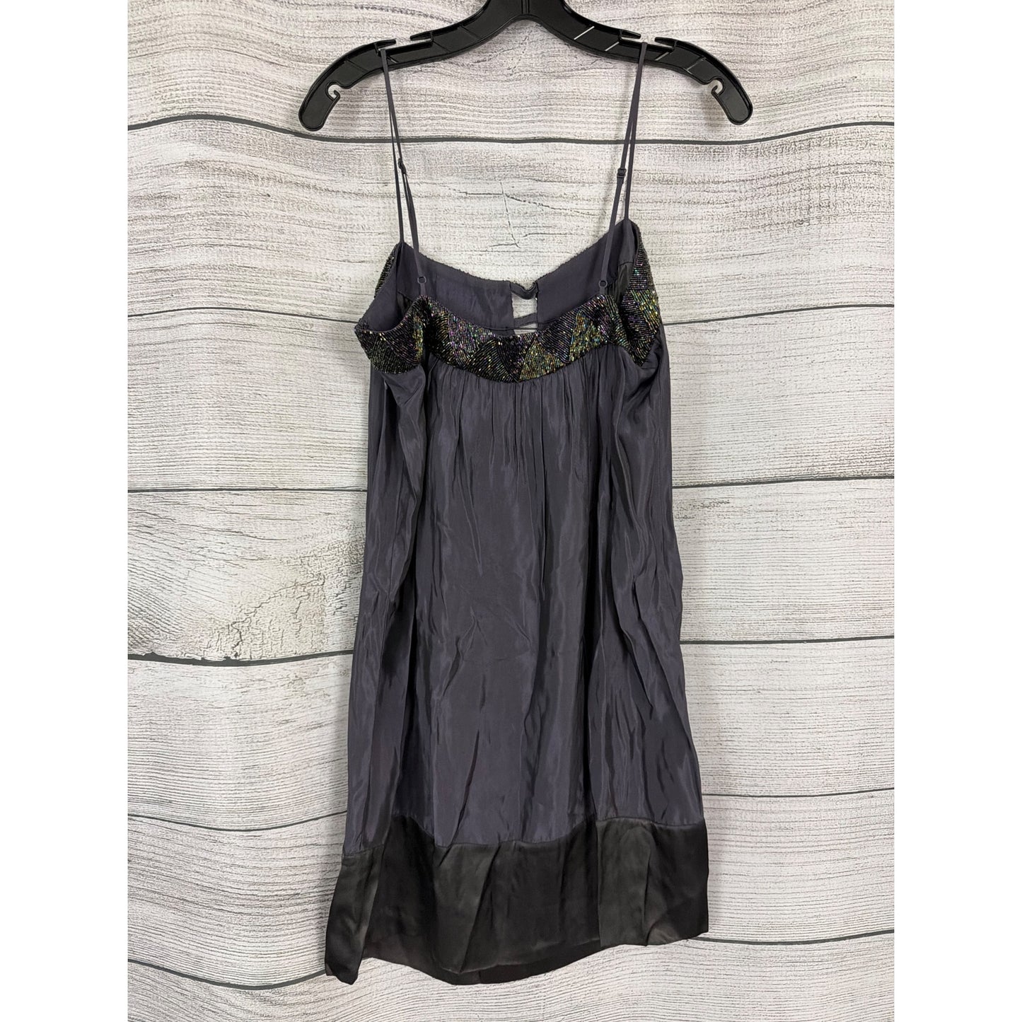 BCBGMAXAZRIA Beaded Purple Silk Slip Dress Size M