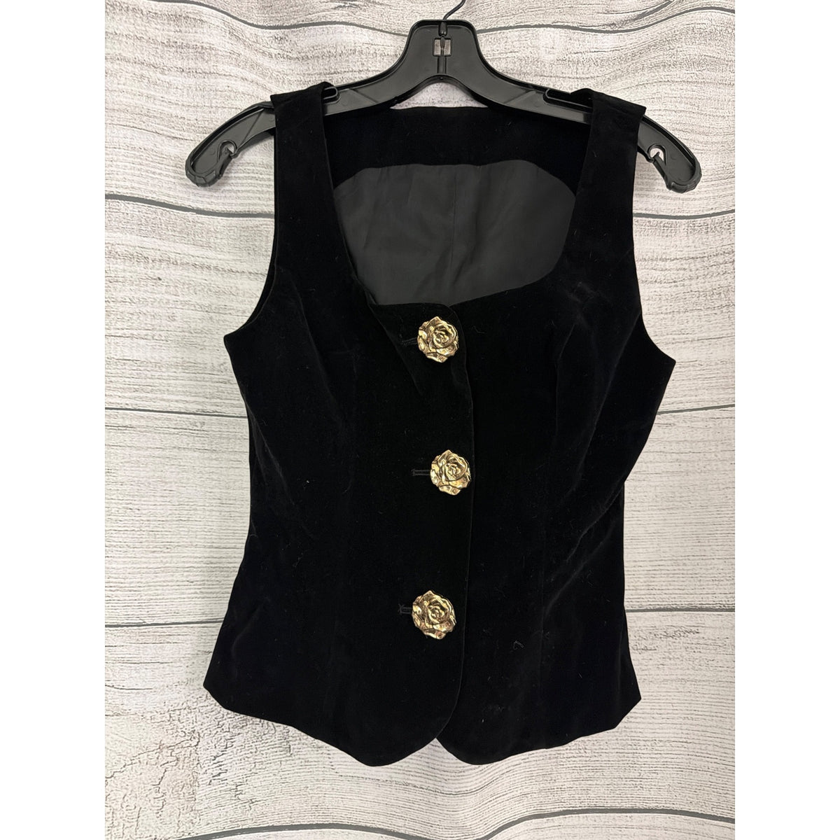 Commense Velvet Gold Floral Buttons Vest Size XS