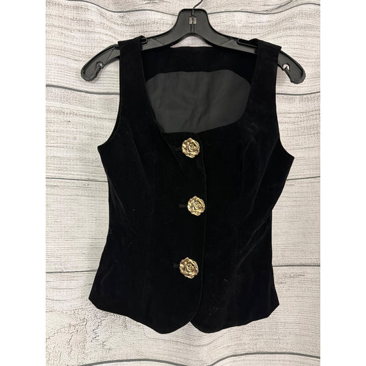 Commense Velvet Gold Floral Buttons Vest Size XS
