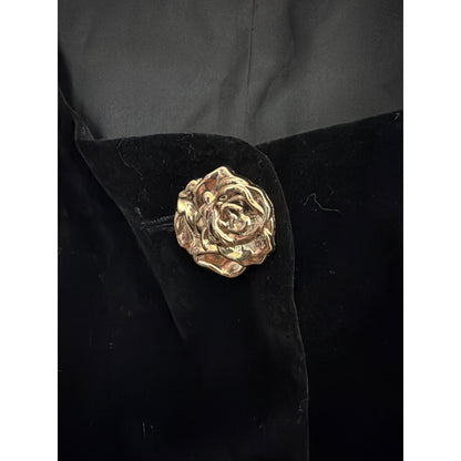 Commense Velvet Gold Floral Buttons Vest Size XS