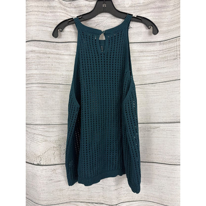 Halogen Teal Open Knit Sleeveless Sweater Size XL