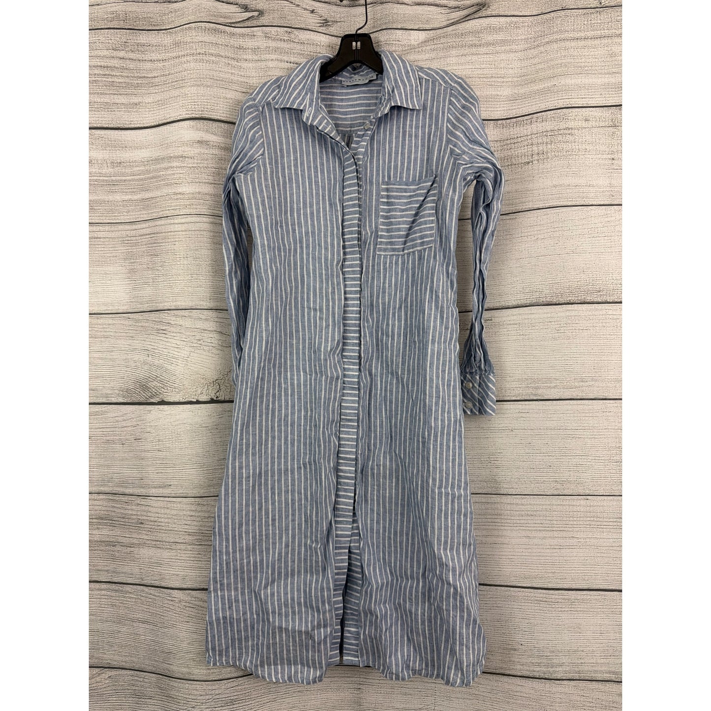 Harshman Blue & White Striped Long Shirt Dress Size XS