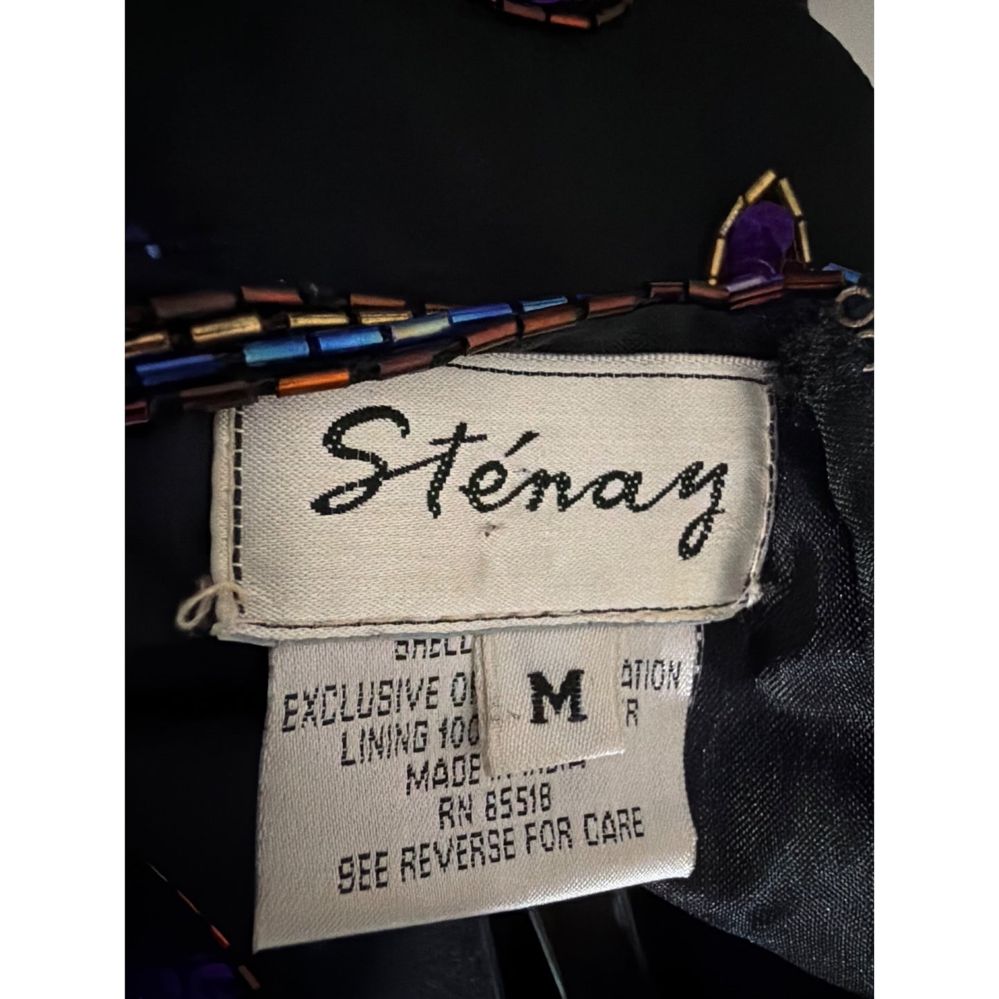 Stenay Purple Sequin Beaded Short Sleeve Blouse Top Size M