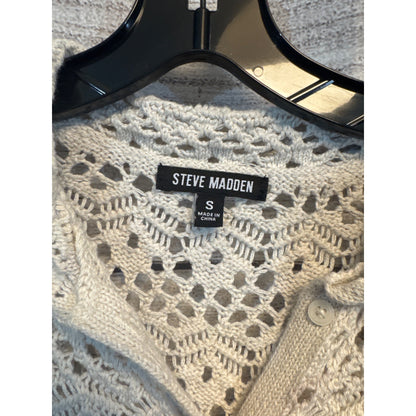 Steve Madden Avana Crocheted Button-Up Cardigan Sweater S