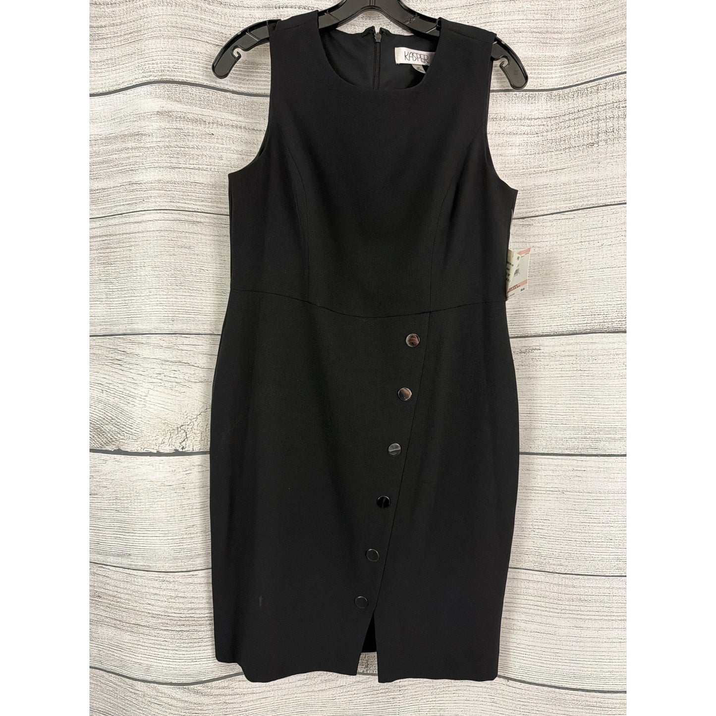 NWT Kasper Black Sleeveless Sheath Dress With Button Detail Size 10P
