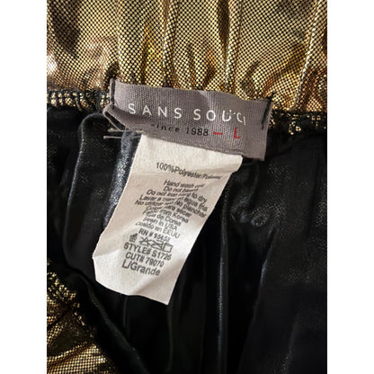 Sans Souci Gold Metallic Pleated Midi Skirt Size L