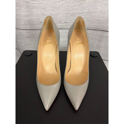 Christian Louboutin Pigalle Follies 100mm Gray Leather Pumps Size 38
