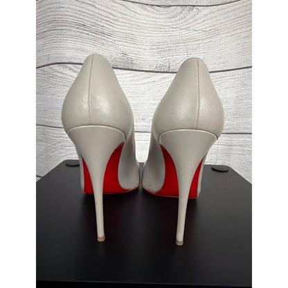 Christian Louboutin Pigalle Follies 100mm Gray Leather Pumps Size 38