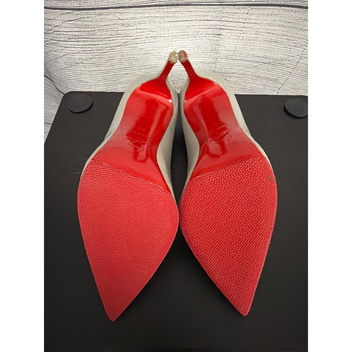 Christian Louboutin Pigalle Follies 100mm Gray Leather Pumps Size 38