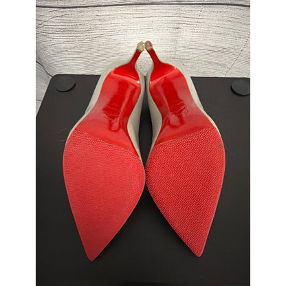 Christian Louboutin Pigalle Follies 100mm Gray Leather Pumps Size 38