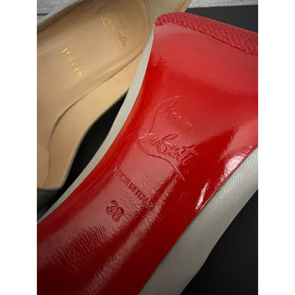 Christian Louboutin Pigalle Follies 100mm Gray Leather Pumps Size 38
