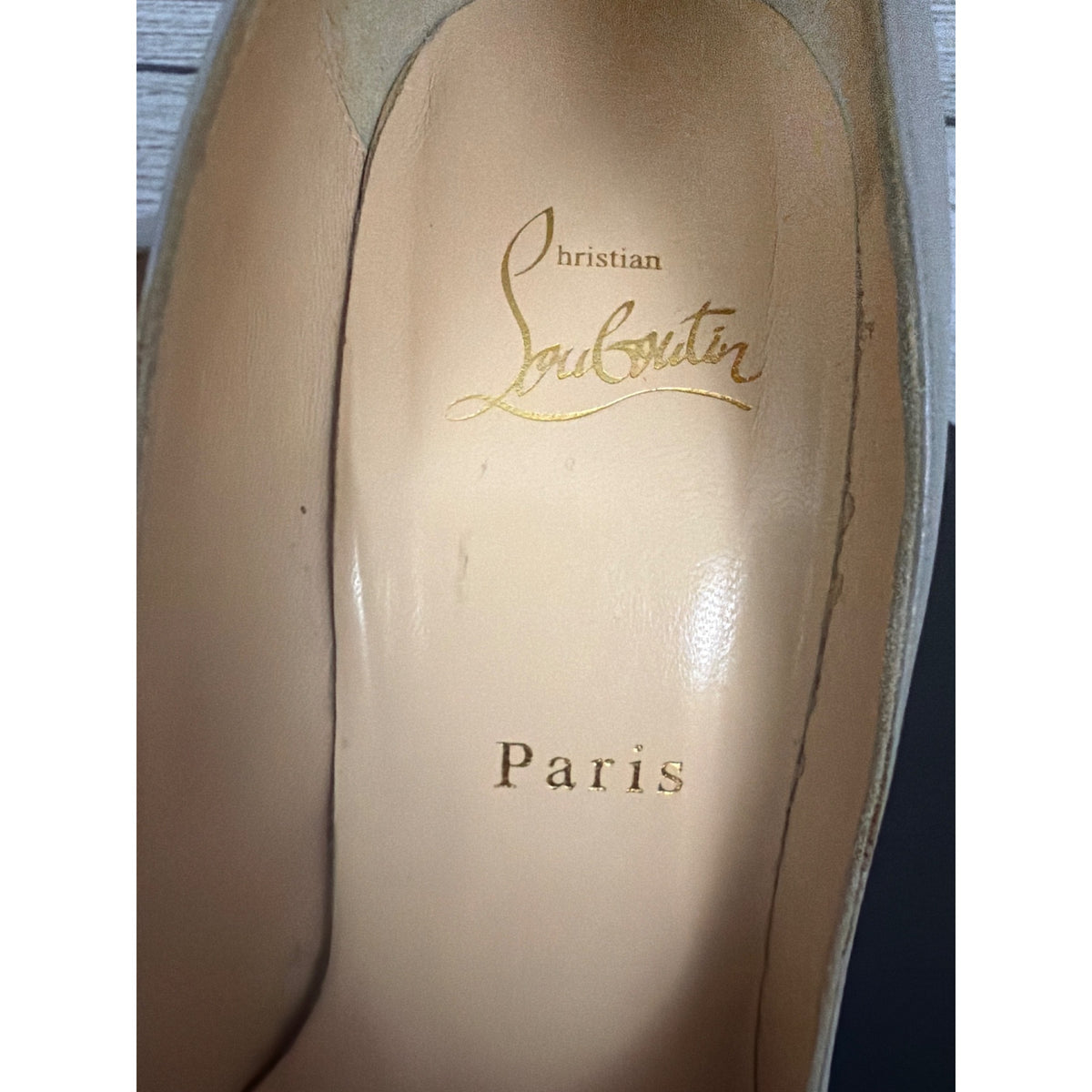Christian Louboutin Pigalle Follies 100mm Gray Leather Pumps Size 38