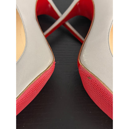 Christian Louboutin Pigalle Follies 100mm Gray Leather Pumps Size 38