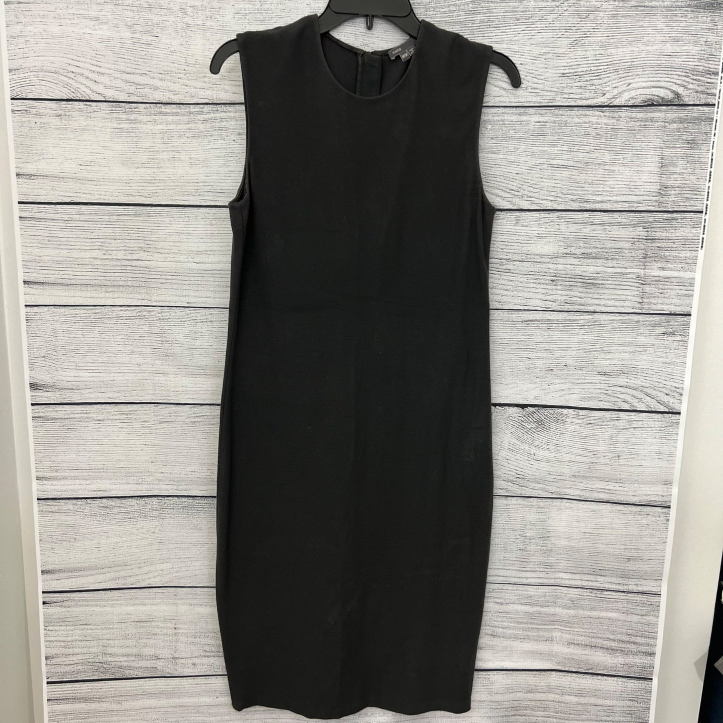 Vince Sleeveless Black Knee-Length Pencil Dress With Back Zip Closure, Size M