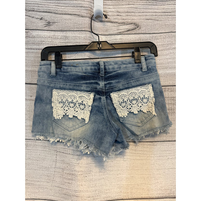 Rue 21 Distressed Denim Lace Trim Shorts 0/1