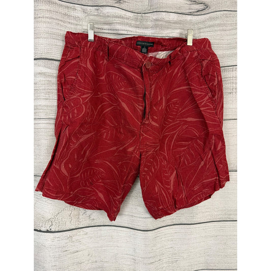 Mens Saks Fifth Avenue Red Tropical Print Shorts Size 38