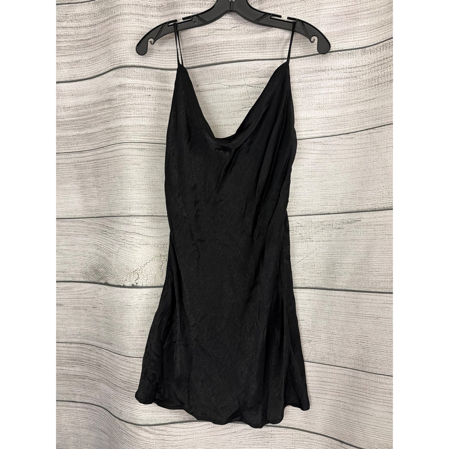 Altar'd State Sleek Black Satin Spaghetti Strap Mini Dress Size S