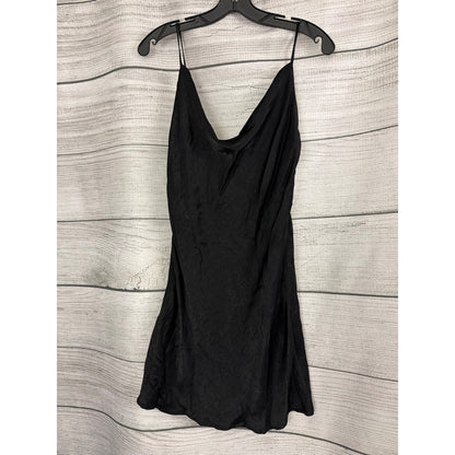 Altar'd State Sleek Black Satin Spaghetti Strap Mini Dress Size S