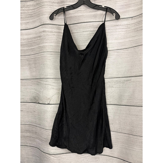 Altar'd State Sleek Black Satin Spaghetti Strap Mini Dress Size S