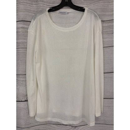Misslook White Long Sleeve Lightweight Pullover Top Size L