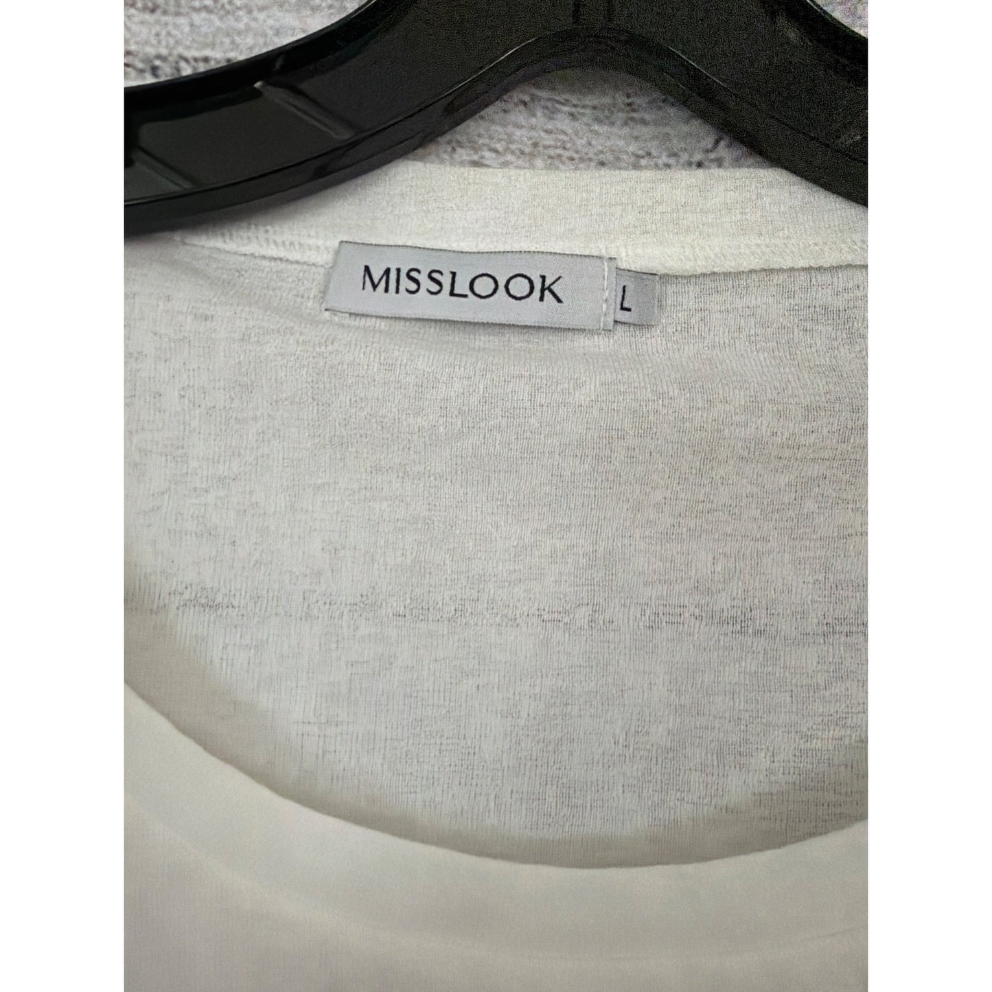 Misslook White Long Sleeve Lightweight Pullover Top Size L