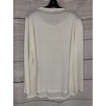 Misslook White Long Sleeve Lightweight Pullover Top Size L