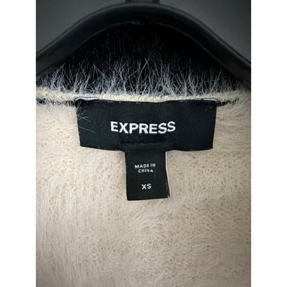 Express Tipped Faux Fur Novelty Button Cardigan Size XS