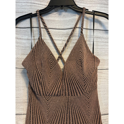 NWT Akira Brown Geometric Bodycon Dress W/ Crisscross Straps Size M