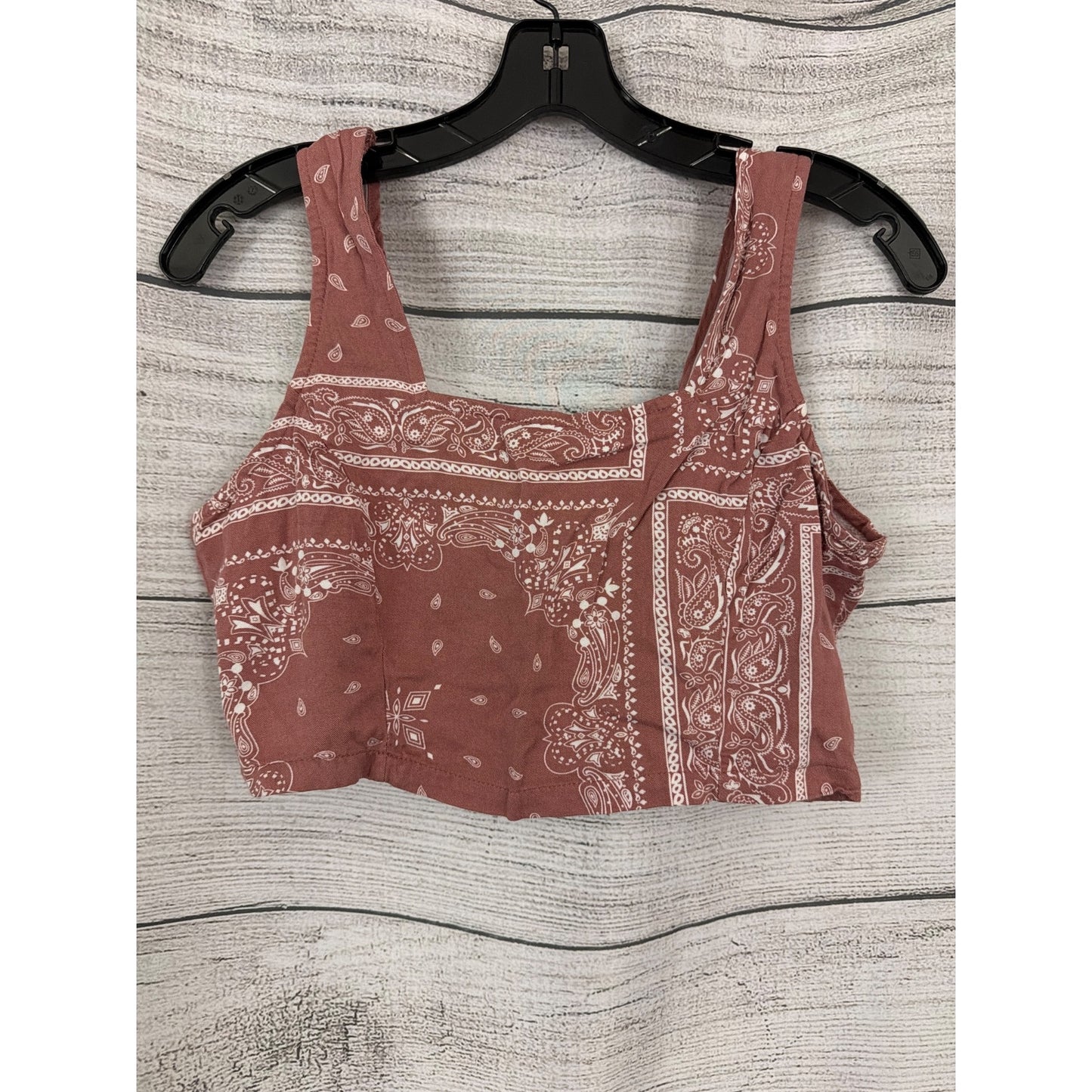 Sun Day Club Bandana Print Cropped Tank Top With Smocked Back Size M
