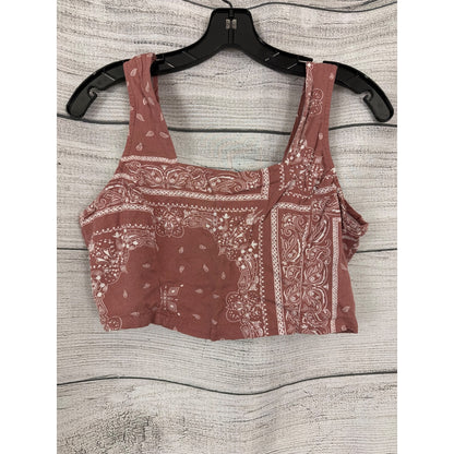 Sun Day Club Bandana Print Cropped Tank Top With Smocked Back Size M