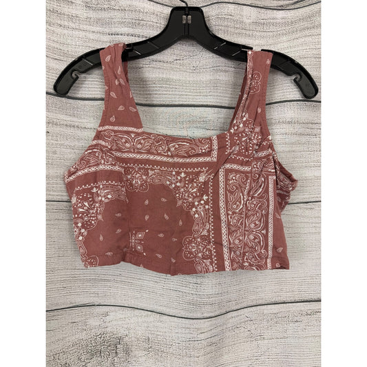 Sun Day Club Bandana Print Cropped Tank Top With Smocked Back Size M